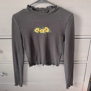 Cropped ribbed turtleneck